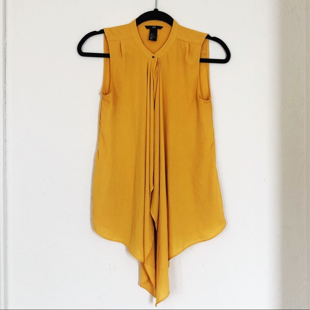 H&M | Chiffon Blouse in Mustard Yellow | Size 2